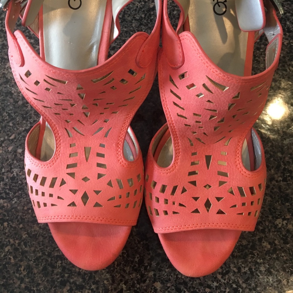 Cato Coral Wedge Sandals